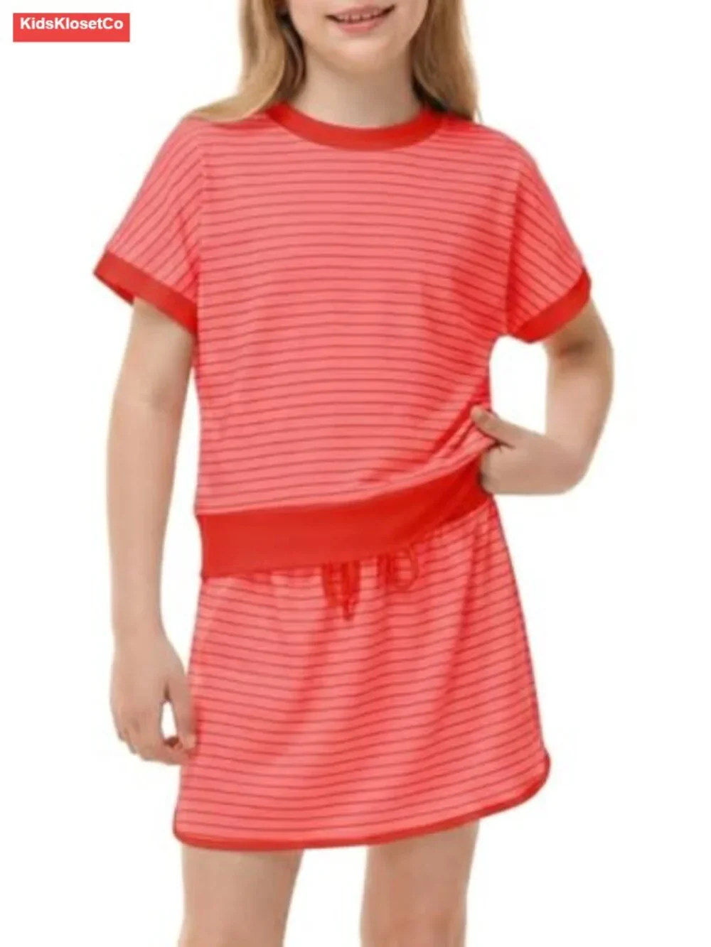 Girls 2 Piece Skort Set Short Sleeve Top Matching Outfit